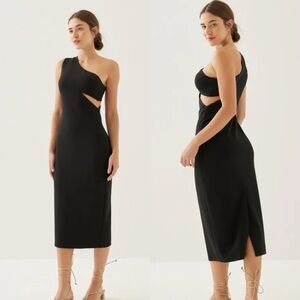 NWT Love Bonito Adaline Padded Asymmetric Midi Dress US Size 10 in Black